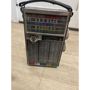 Juliette 5 Band 18 Transistor Portable Radio AM FM MB VHF PB Black Vtg working!